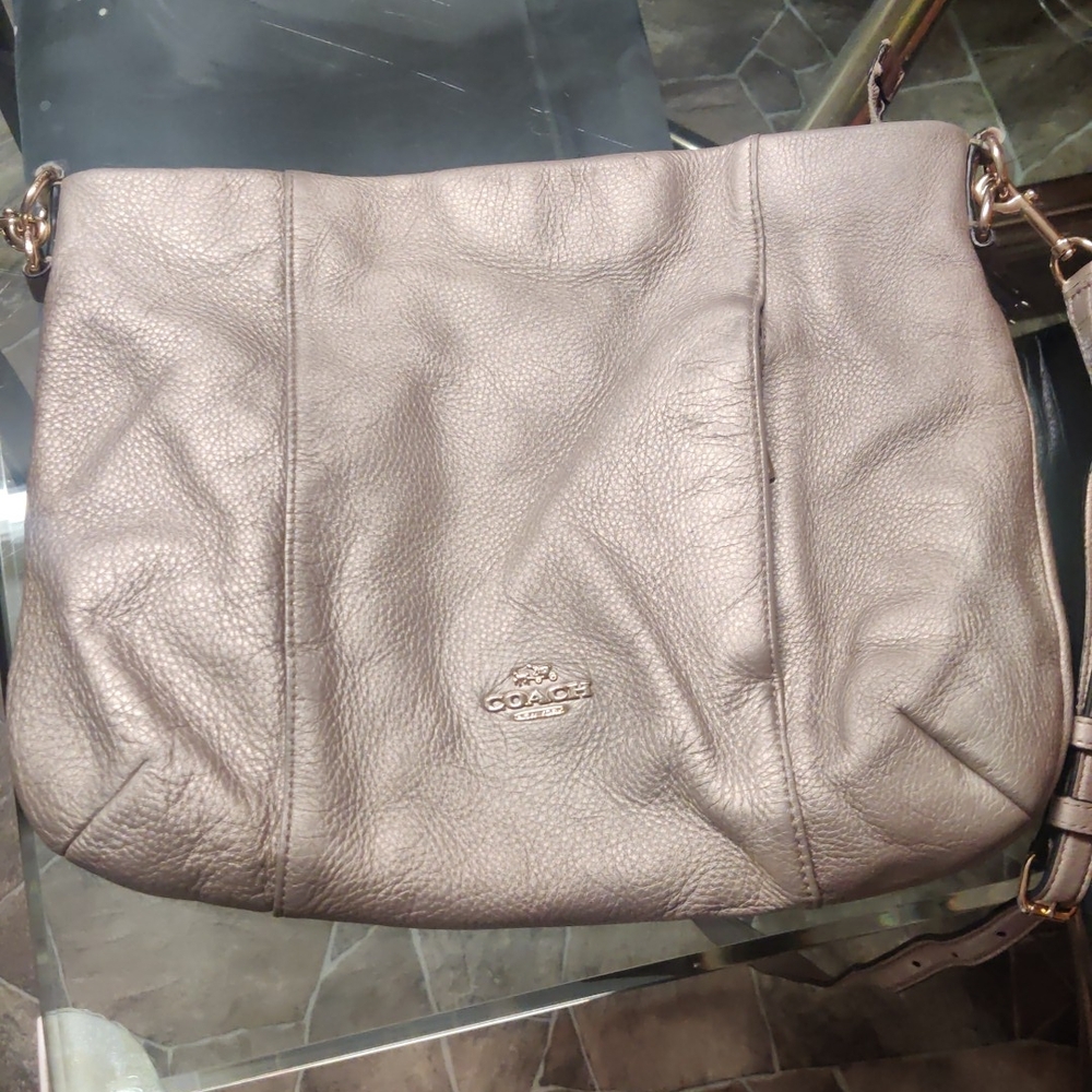 Coach Metallic Taupe Crossbody Bag